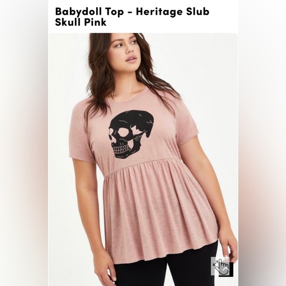 Plus Size Women’s Torrid Skull Baby Doll Top SZ 0 - Picture 2 of 7